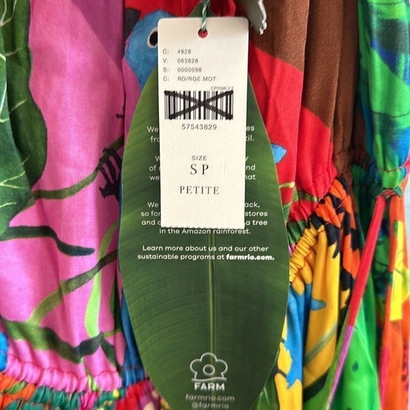 NWT Anthropologie FARM RIO Palila Fringed Tropical Midi Dress Small Petite NWT - Picture 4 of 5